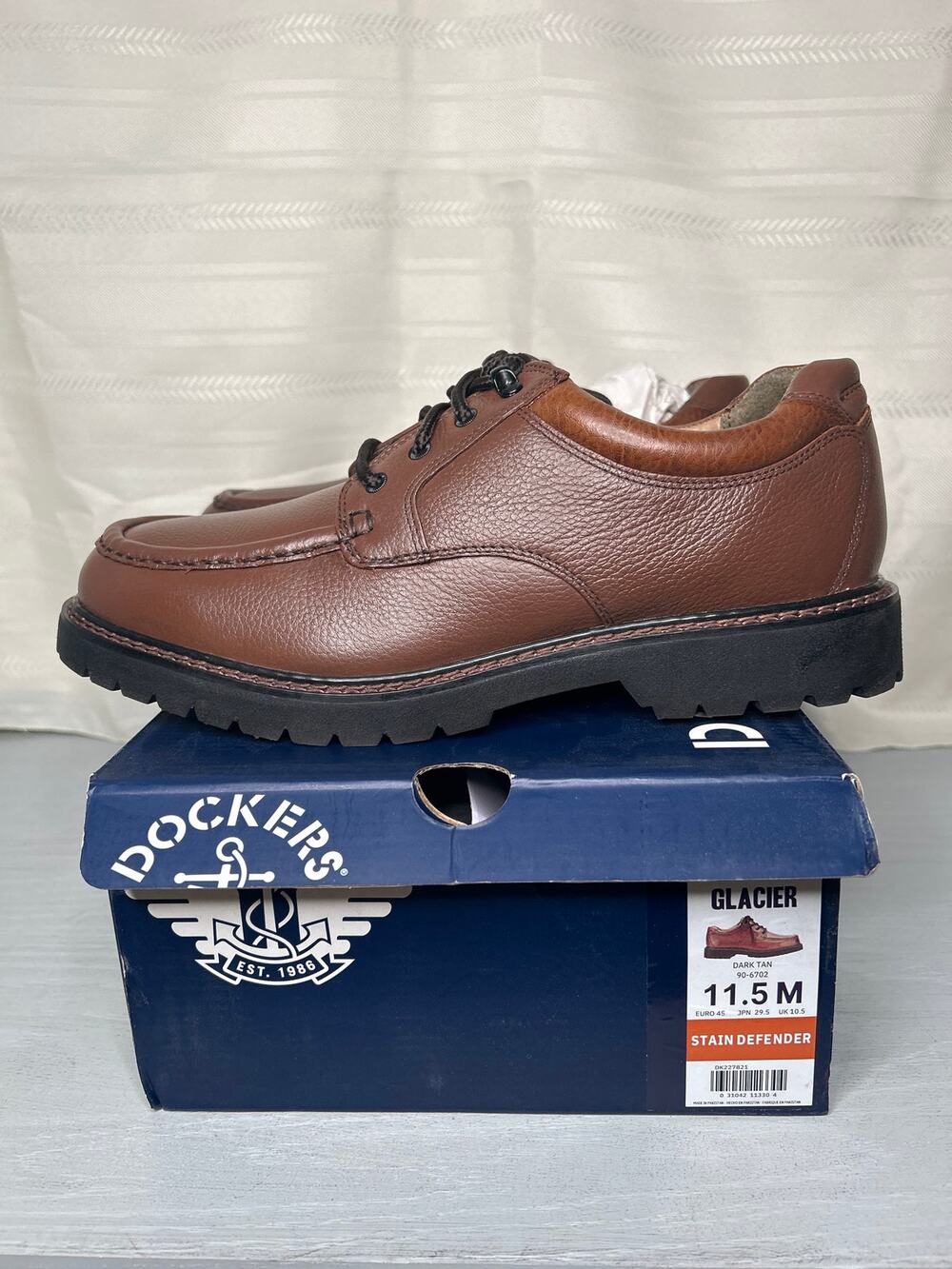 Dockers Glacier Casual Oxford Mens 11.5 M Dark Tan Lace Up Dress Shoes